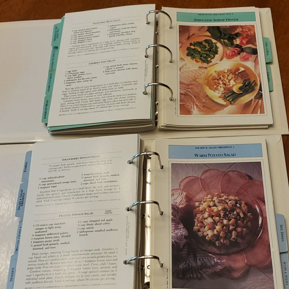(2 Set) Light & Easy Cooking Collection Binders- Recipes & Menus
